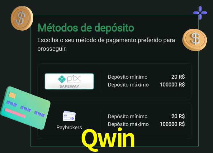 O cassino Qwin oferece uma grande variedade de métodos de pagamento